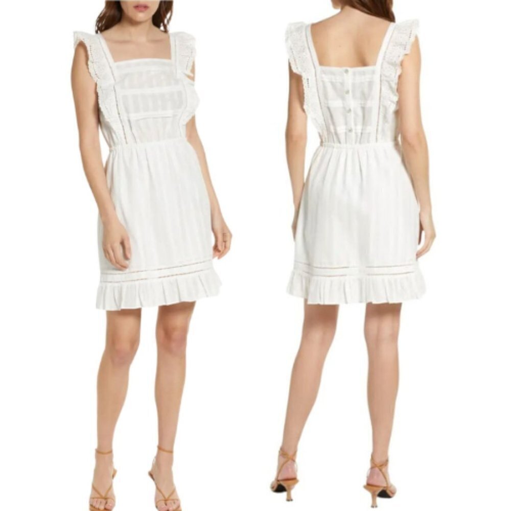 New! Scotch & Soda Eyelet Ruffle Organic Cotton Dress nwt 30964